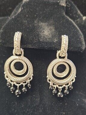 Judith Ripka Black Onyx And Sterling Silver Chandelier Earrings